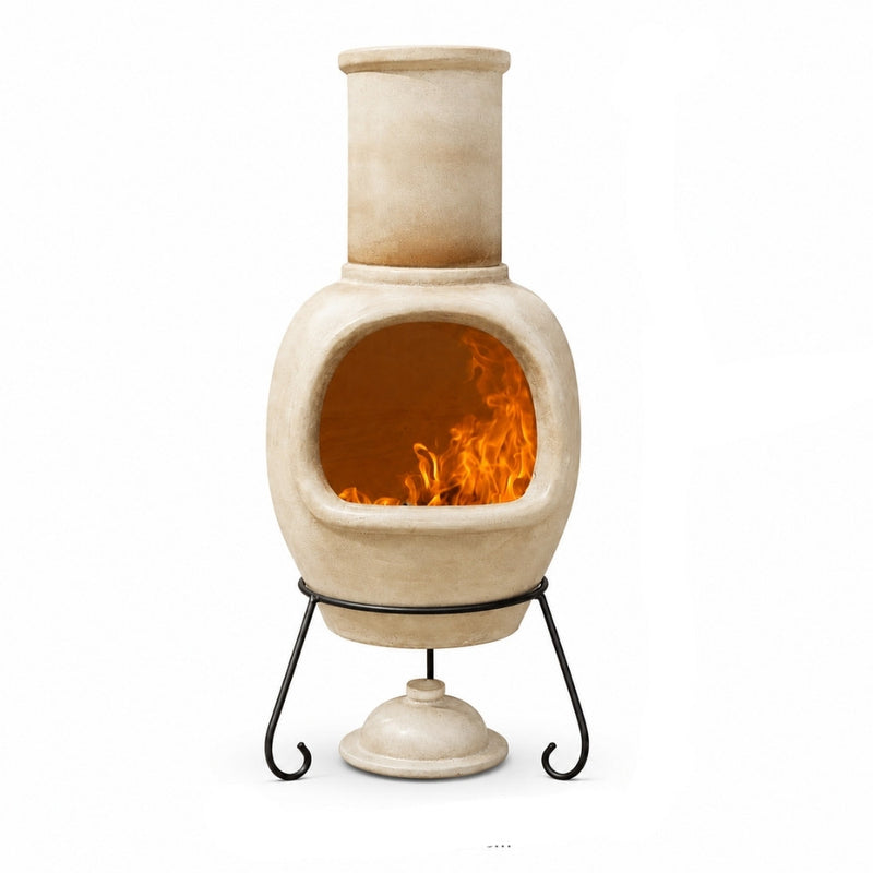 Gardeco Asteria Clay Chimenea XL in Glazed Cappucino – FirePit.co.uk