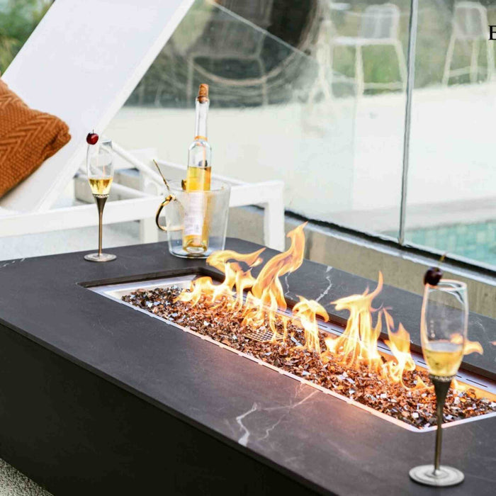 Elementi Fire Valencia Black Marble Porcelain Gas Fire Pit Table