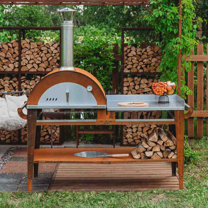 GrillSymbol Pizzo XL Set Wood Fired Pizza Oven with Stand and Side Tab