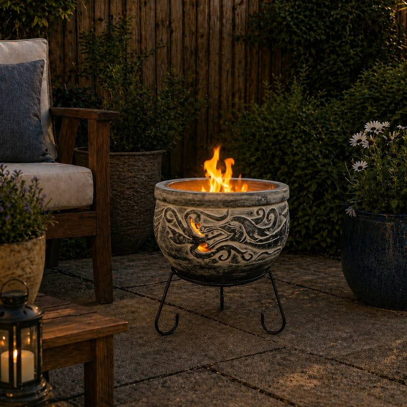 Gardeco Wynd - The Dragon Fire Pit inc Stand in Charcoal Grey and