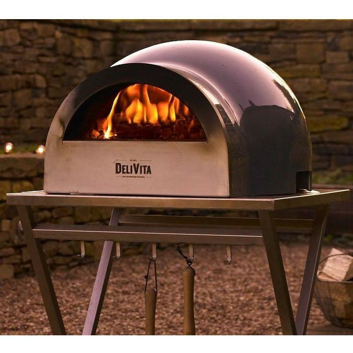 DeliVita Portable Wood Fired Pizza Oven Black