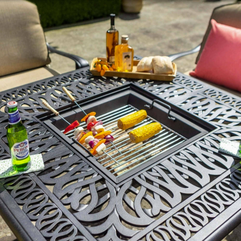 Hartman Amalfi Square Fire Pit Table 4 Seat Lounge Set FirePit.co.uk