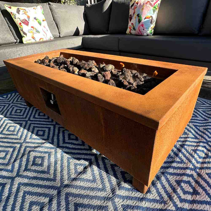 Weather It Vulcan Corten Steel Rectangle Fire Pit