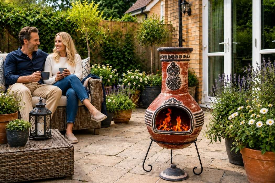Gardeco Azteca XL Mexican Chimenea in Rustic Red and Grey