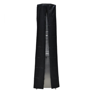 Black outdoorpatio heater cover with zipper on a white background