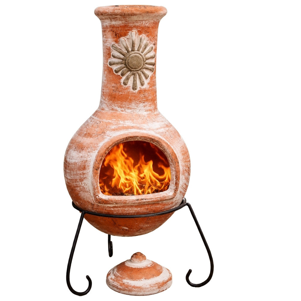 Gardeco Sol Mexican Clay Chimenea Rustic Orange in Large and