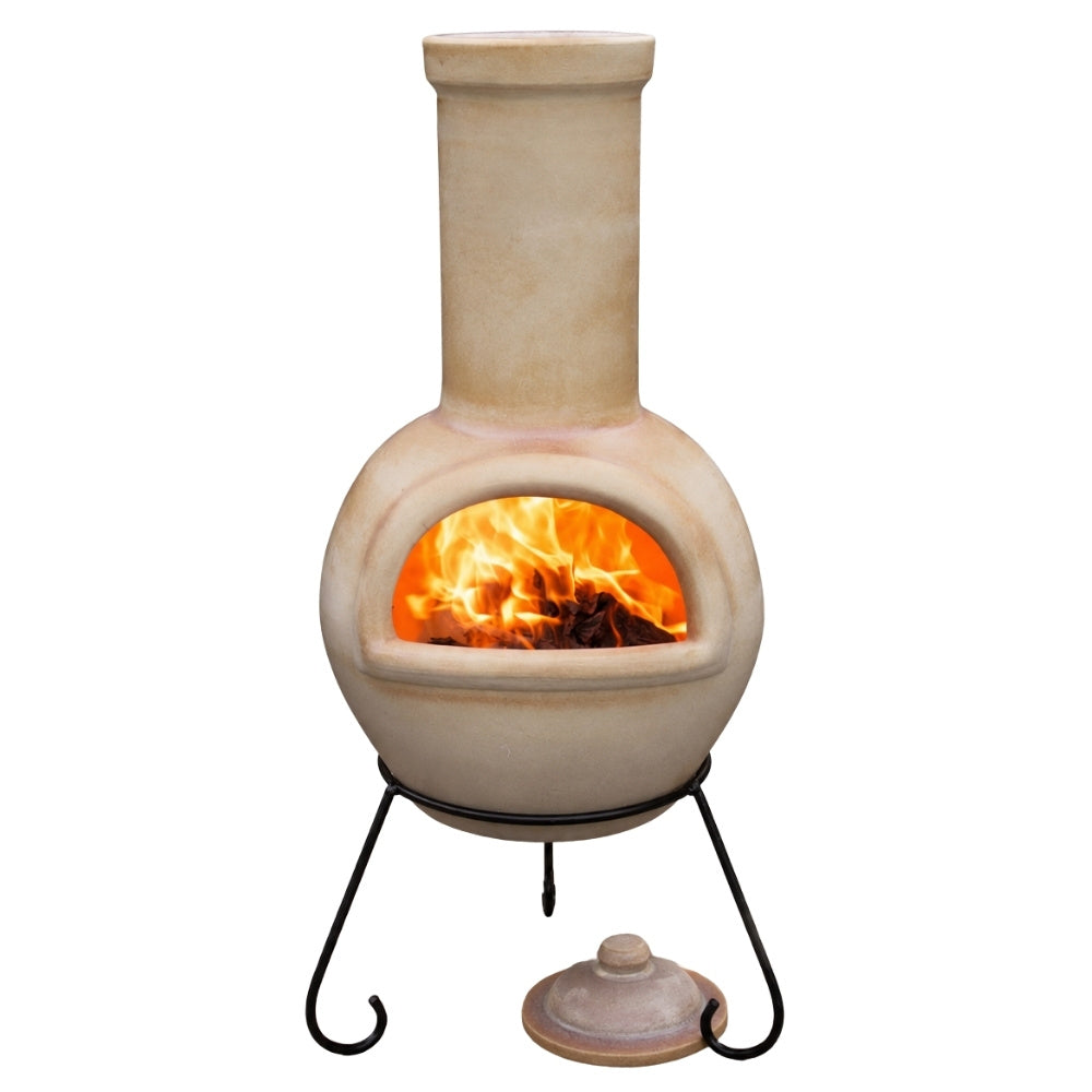 Gardeco Sempra Large Chimenea in Glazed Cappucino – FirePit.co.uk