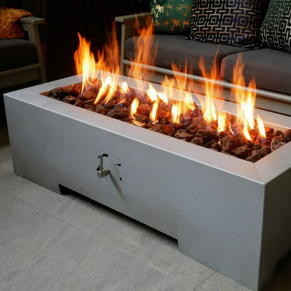 Brightstar Fires Titan Rectangular Gas Fire Pit Table Zinc