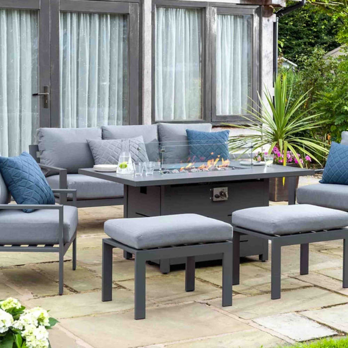 Titchwell Fire Pit Lounge Set in Grey Seats 8