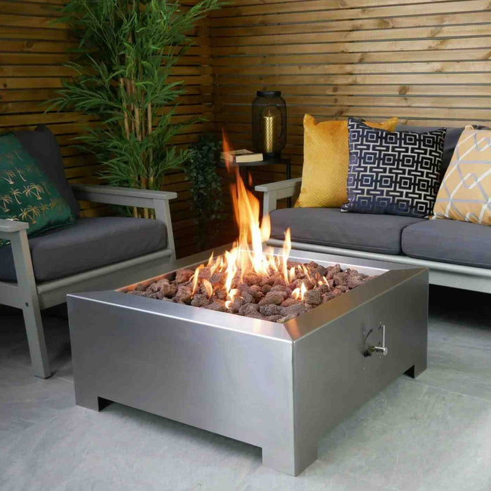 Brightstar Fires Callisto Square Gas Fire Pit Table Stainless Steel