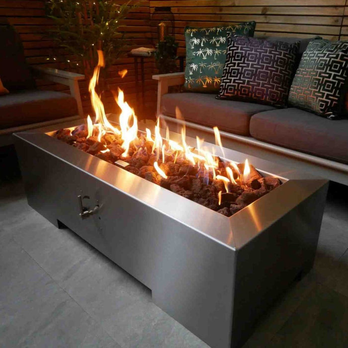 Brightstar Fires Titan Rectangular Gas Fire Pit Table Stainless Steel