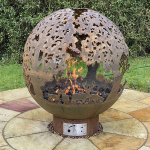 English Country Sphere Gas Fire Pit garden