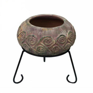 Gardeco Fire Pit Medium Gardeco Aestrel Celtic Fire Pit Clay in Earthy Brown inc Stand