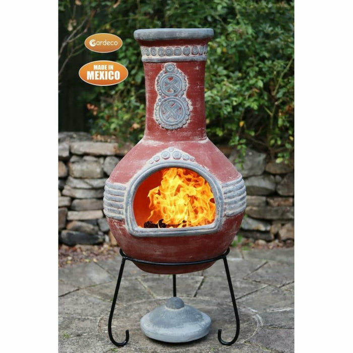 Gardeco Azteca XL Mexican Chimenea in Rustic Red and Grey