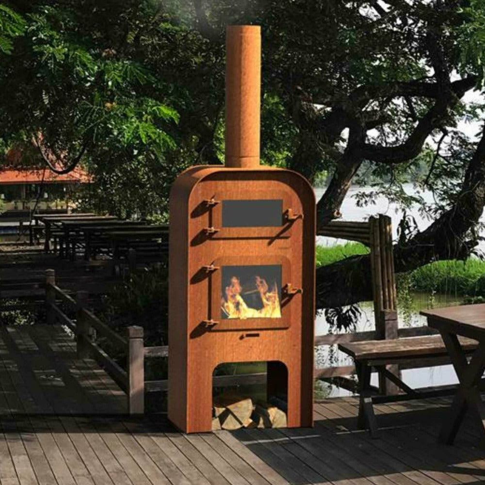 Adezz Forno Gap Outdoor 150cm High Fireplace and Pizza Oven 6mm Corten Steel