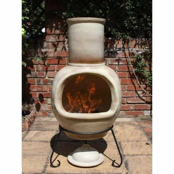 Gardeco ASTERIA Chimenea XL Natural Clay inc Lid and Stand