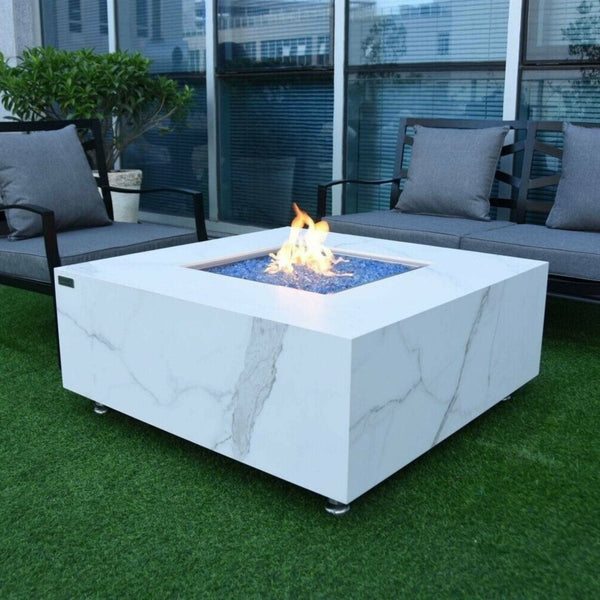 Elementi Fire Gas Fire Pit Elementi Fire Bianco Marble Porcelain Fire Table