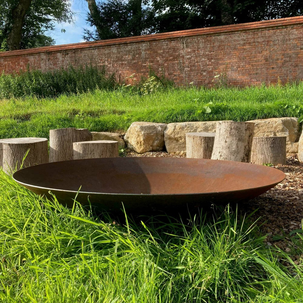 50cm corten steel fire pit in the garden