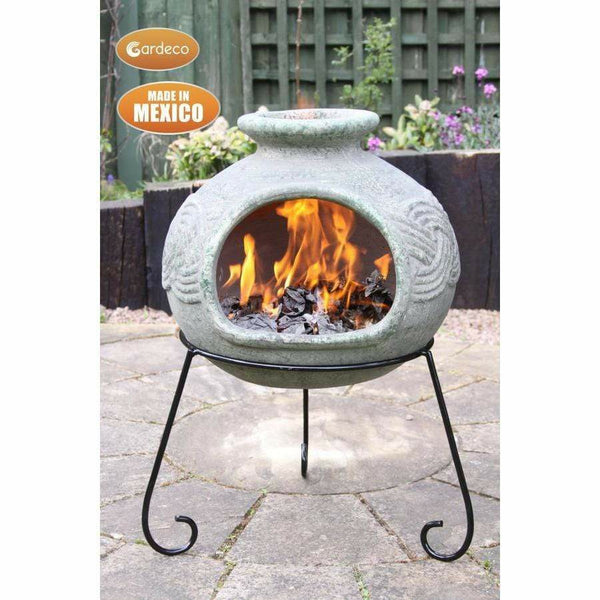 Gardeco Chimenea Gardeco Elfyn Wide Bellied Mexican Clay Chimenea including Stand