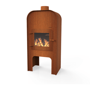 Adezz Forno Outdoor Fire Place WITH DOOR Adezz Forno Gap Outdoor 150cm High Fireplace and Barbecue Grill 6mm Corten Steel
