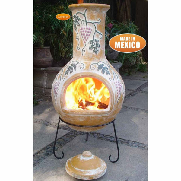 Gardeco Chimenea Grapes XL Mexican Chimenea in Yellow