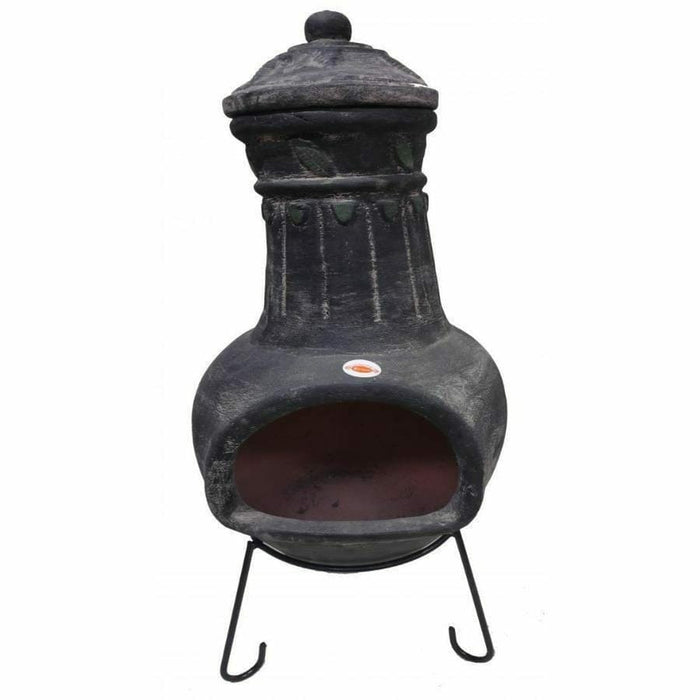 Gardeco Mexican Hoja Chimenea Extra Large in Grey and Green, Inc Stand and Lid