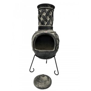 Gardeco Chimenea Gardeco Extra-Large Mexican Puebla Chimenea in dark grey, inc stand and lid