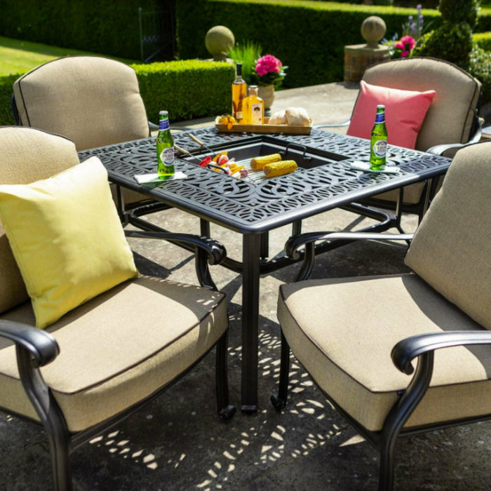 Hartman Amalfi Square Fire Pit Table 4 Seat Lounge Set