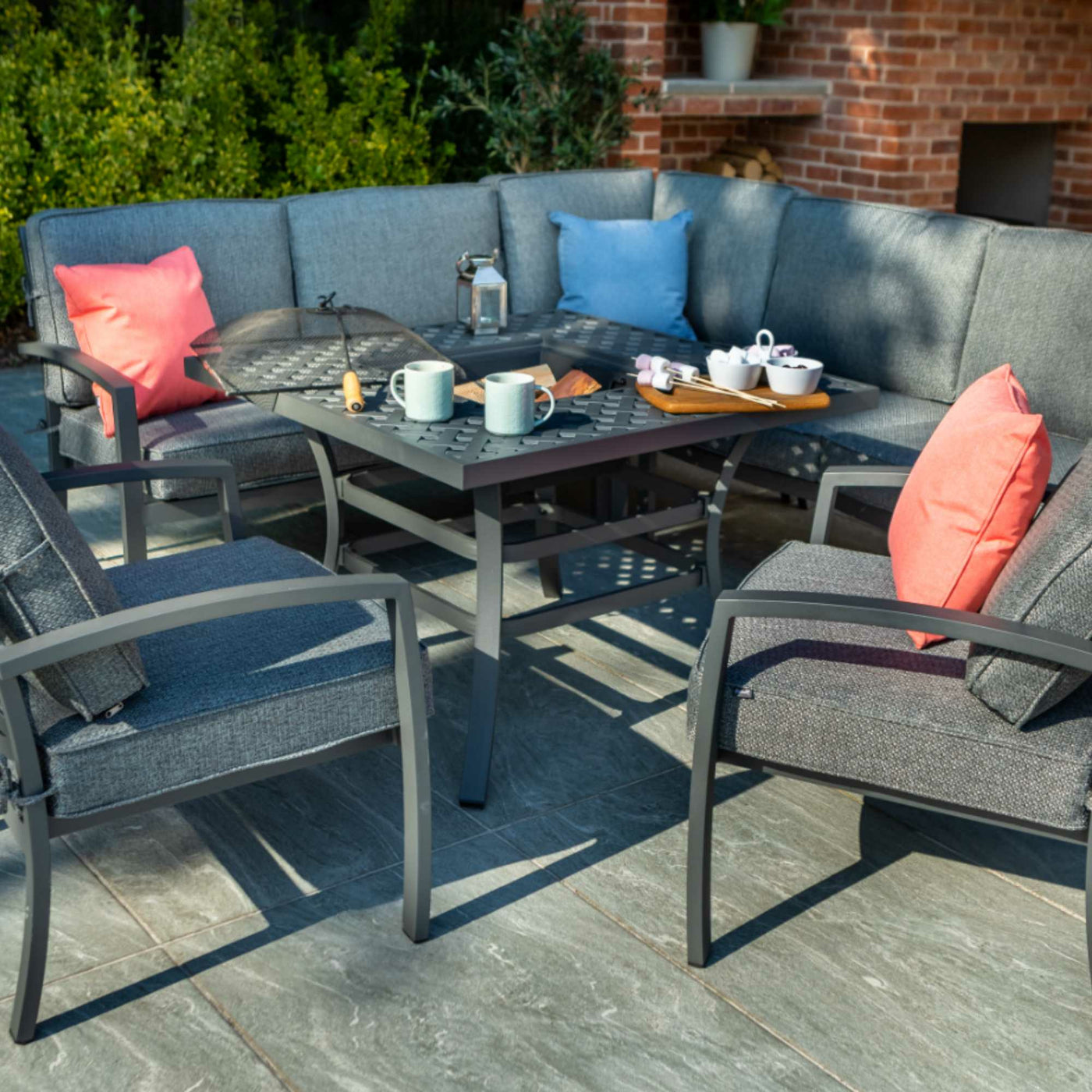 Rosario Square Casual Dining Fire Pit Set FirePit