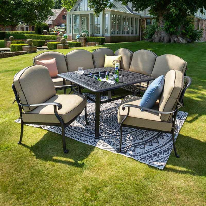 Hartman Amalfi Square Fire Pit Set with Corner Sofa and Lounge Chairs