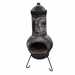 Gardeco Chimenea Gardeco Iguana Mexican Clay Chimenea Extra Large in Dark Grey inc Stand and Lid