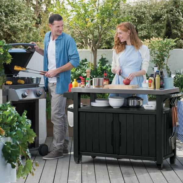 Keter Accessories Keter Unity BBQ Stainless Steel Table Top, All Weather Resin in Anthracite Grey
