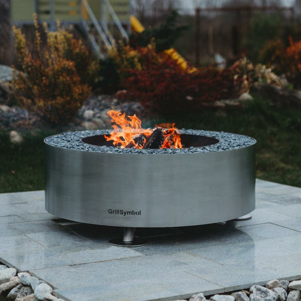 GrillSymbol Fire Pit GrillSymbol Luna Silver Fire Pit Stainless Steel 119cm