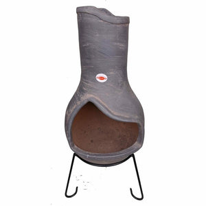 Gardeco Chimenea Gardeco Martha Contemporary Mexican Chimenea in Dark Grey, Inc Stand