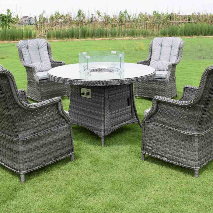 Oxwich 4 Seater Round Gas Fire Pit Dining Set