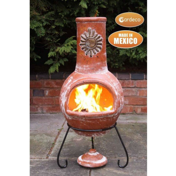 Gardeco Chimenea LARGE Gardeco Sol Mexican Clay Chimenea Rustic Orange in Large and XLarge