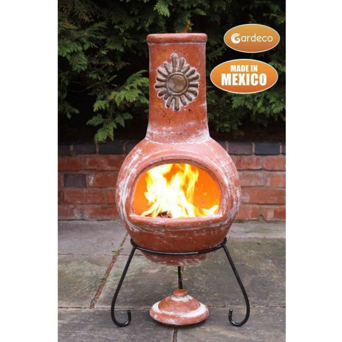 Gardeco Sol Mexican Clay Chimenea Rustic Orange in Large and XLarge