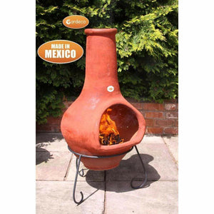 Gardeco Chimenea Gardeco Tibor Jumbo Mexican Clay Chimenea with Stand and Lid in Brown