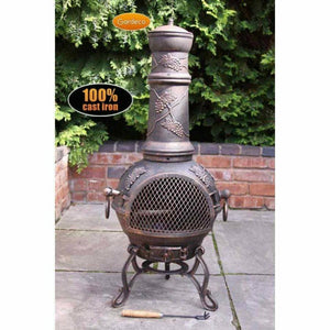 Gardeco Chimenea EXTRA LARGE Gardeco Toledo Cast Iron Chimenea Grapes in Bronze Sizes Large and XLarge