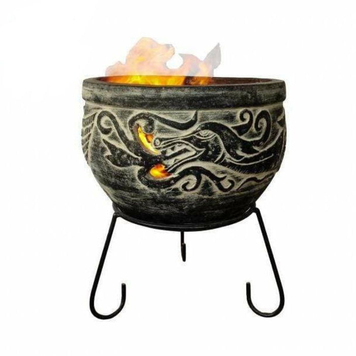 Gardeco Wynd - The Dragon Fire Pit inc Stand in Charcoal Grey and Burgundy