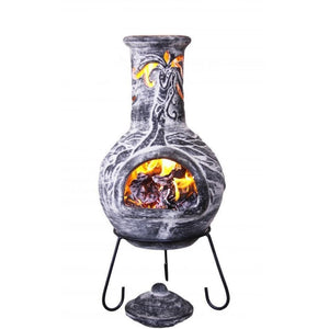 Gardeco Chimenea GREY Gardeco Wyre EL Dragon Clay Chimenea inc Stand and Lid in Dark Grey and Burgundy