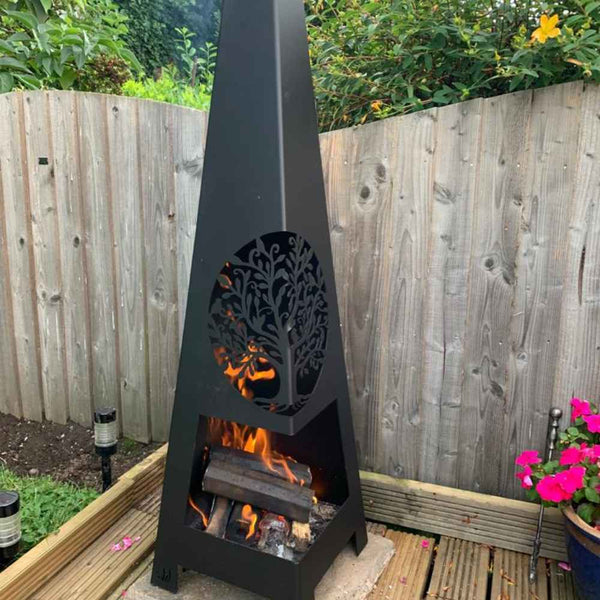 Weather It Tree of Life Wood-Burning Chimenea