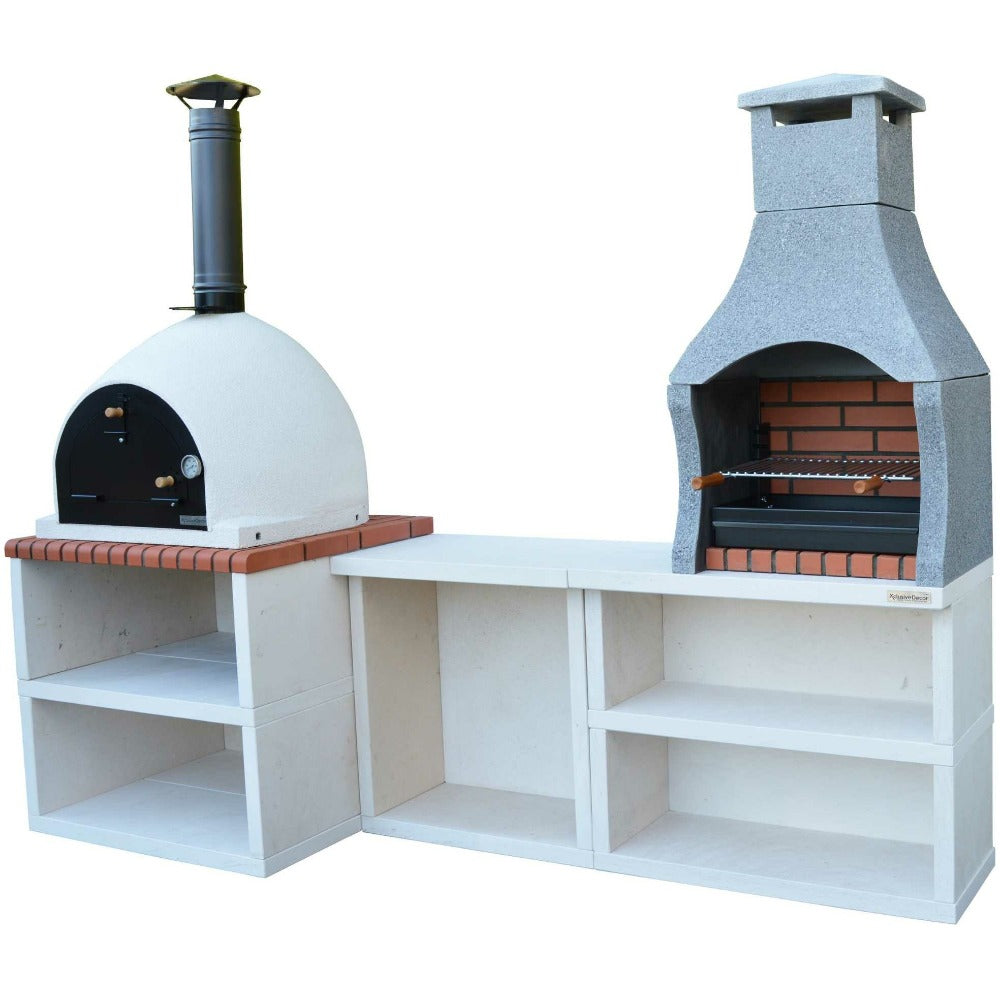XclusiveDecor Napoli Outdoor Kitchen BBQ and Wood Fired Pizza Oven FirePit