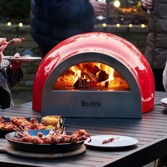 DeliVita Portable Wood Fired Pizza Oven Red