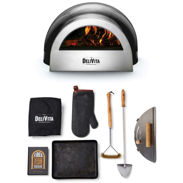 DeliVita Pizza Oven Very Black DeliVita Wood-Fired Pizza Oven Chefs Collection Bundle