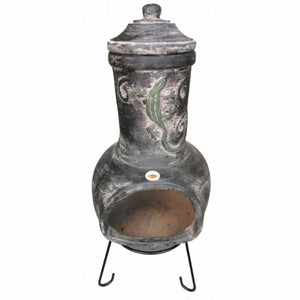 Gardeco Chimenea Gardeco Iguana Mexican Chimenea Extra Large in Dark Grey with Green