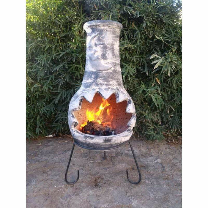 Gardeco Luna Mexican Chimenea Extra-large in Dark Grey, Inc Stand and Lid