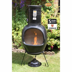 Gardeco Chimenea Gardeco Asteria Clay Chimenea XL in Glazed Black