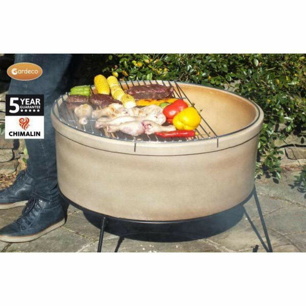 Gardeco Fire Pit Gardeco Jumbo Atlas Fire Bowl in Glazed Cappuccino inc Grill and Stand