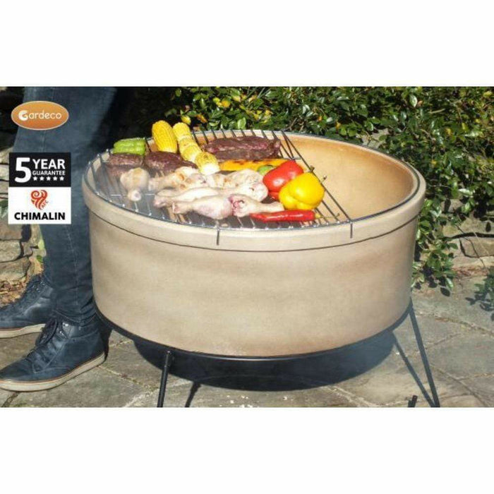 Gardeco Jumbo Atlas Fire Bowl in Glazed Cappuccino inc Grill and Stand